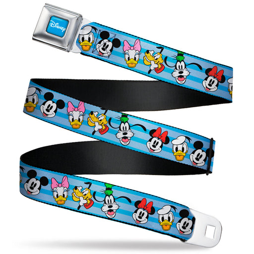 DISNEY Signature Full Color Blue/White Seatbelt Belt - Disney The Sensational Six Smiling Faces Stripe Blues Webbing Seatbelt Belts Disney   