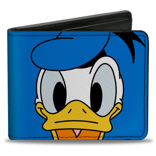 Bi-Fold Wallet - Disney Donald Duck Face Close-Up + Signature Blue Bi-Fold Wallets Disney   
