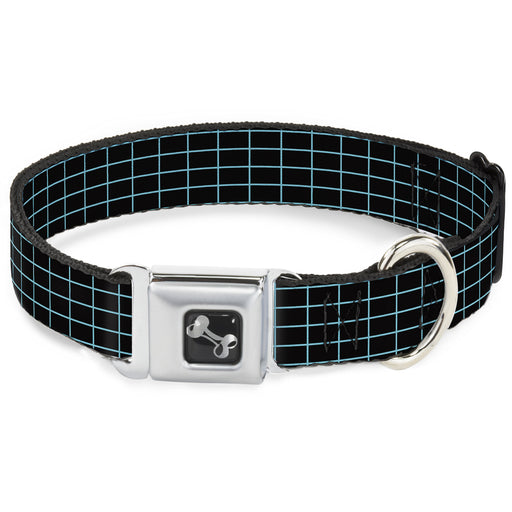 Dog Bone Seatbelt Buckle Collar - Wire Grid Black/Blue Seatbelt Buckle Collars Buckle-Down   