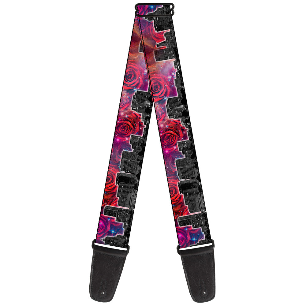 Buckle-Down Sicherheitsgurt-Gürtel – Portland Skyline Design Mit Roten Rosen, Verstellbar 50–91 Cm, 2,5 Cm Breit