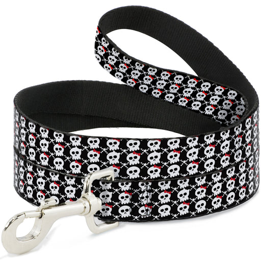 Dog Leash - Skull w/Bow Black/White/Red Dog Leashes Buckle-Down   