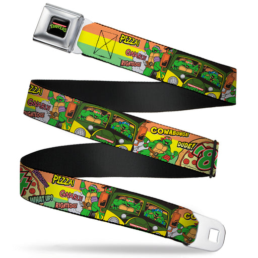 Classic TMNT Logo Full Color Seatbelt Belt - Classic Teenage Mutant Ninja Turtles Turtles Pose14 '84 Pizza/Verbiage Webbing Seatbelt Belts Nickelodeon   