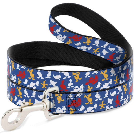Dog Leash - Donald Duck Face/Poses Scattered Blue/White/Red/Yellow Dog Leashes Disney   
