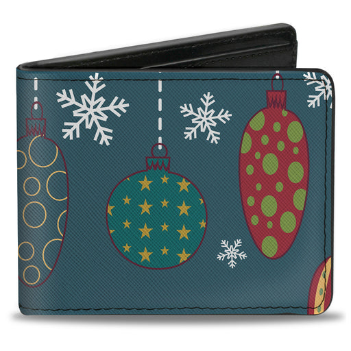 Bi-Fold Wallet - Christmas Ornaments Snowflakes Blue White Multi Color Bi-Fold Wallets Buckle-Down   