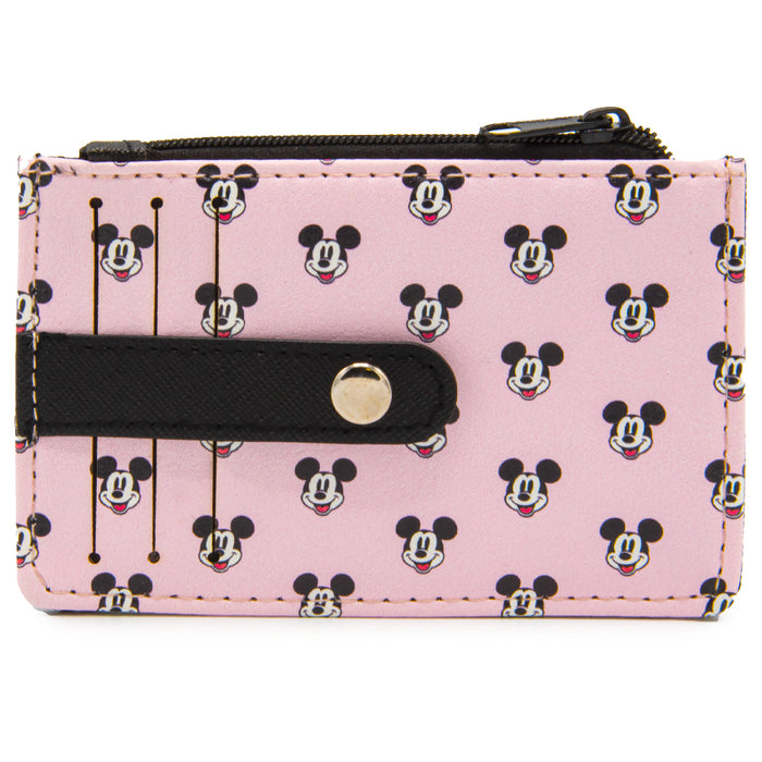 Wallet ID Card Holder - Mickey Mouse Smiling Expression Monogram Blush Pink Mini ID Wallets Disney   