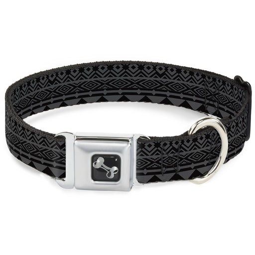 Dog Bone Seatbelt Buckle Collar - Aztec1 Gray/Black Seatbelt Buckle Collars Buckle-Down   