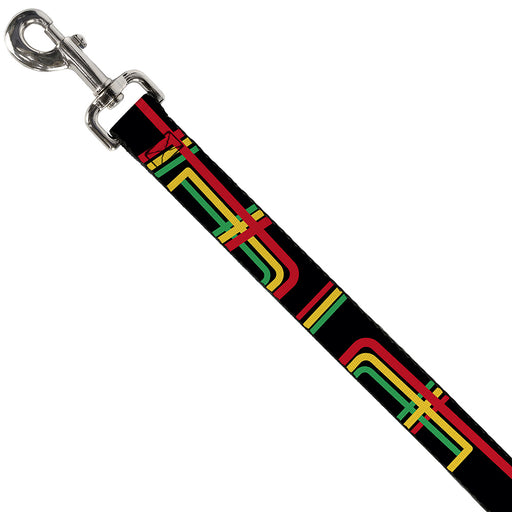 Dog Leash - Maze Lines Black/Rasta Dog Leashes Buckle-Down   