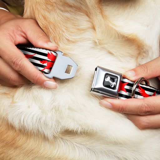 Dog Bone Seatbelt Buckle Collar - Stripes & Stars Black/White/Red Seatbelt Buckle Collars Buckle-Down   