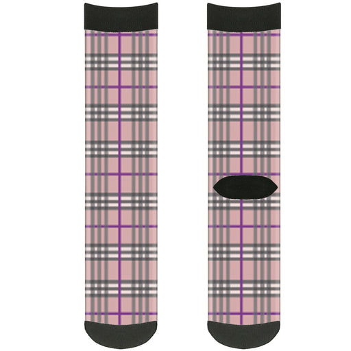 Sock Pair - Polyester - Plaid Pink - CREW Socks Buckle-Down   