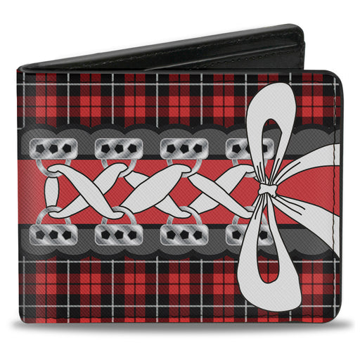 Bi-Fold Wallet - Corset Lace Up w Bow Red Plaid Red Bi-Fold Wallets Buckle-Down   