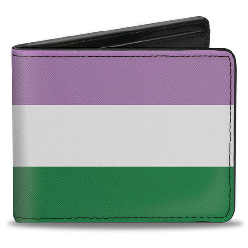 Bi-Fold Wallet - Flag Genderqueer Lavender White Green Bi-Fold Wallets Buckle-Down   