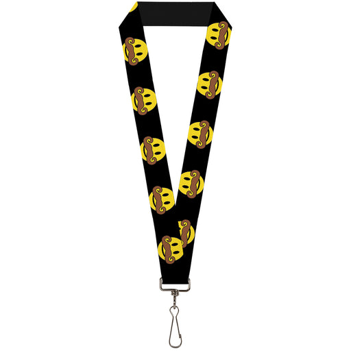 Lanyard - 1.0" - Mustache Happy Face Black Yellow Brown Lanyards Buckle-Down   