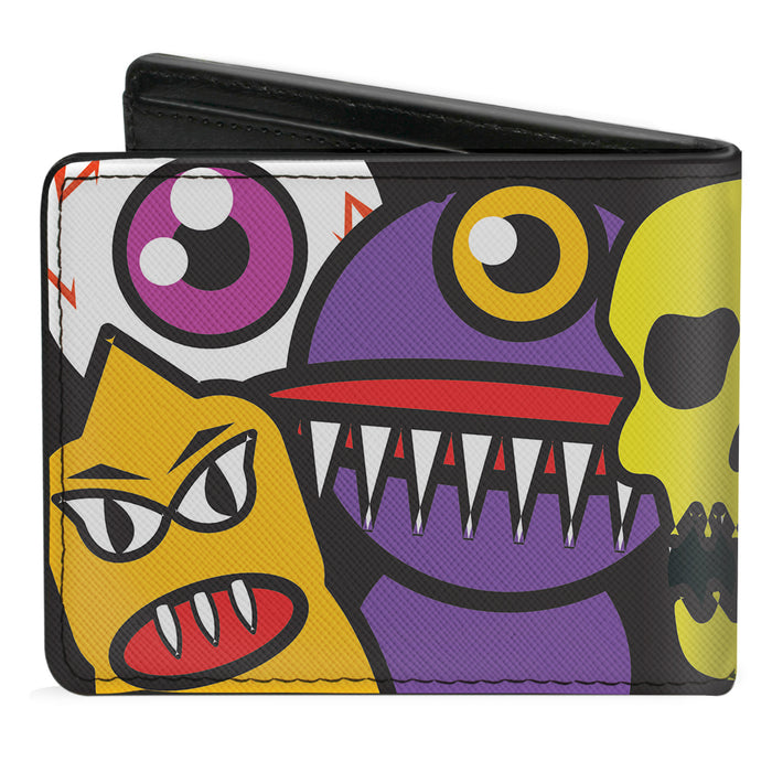 Bi-Fold Wallet - Monsters CLOSE-UP Black Bi-Fold Wallets Buckle-Down   