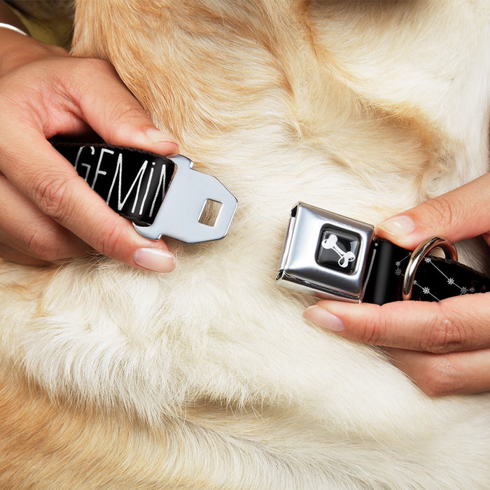 Dog Bone Seatbelt Buckle Collar - Zodiac GEMINI/Constellation Black/White Seatbelt Buckle Collars Buckle-Down   
