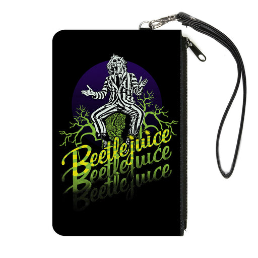 Canvas Zipper Wallet - LARGE - BEETLEJUICE Sitting on Tombstone Pose Trees Black Purple Green Yellow Canvas Zipper Wallets Warner Bros. Horror Movies Default Title  