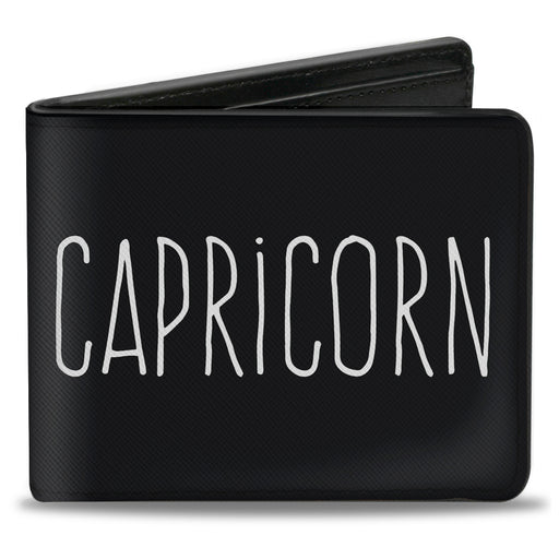Bi-Fold Wallet - Zodiac CAPRICORN Symbol Black White Bi-Fold Wallets Buckle-Down   