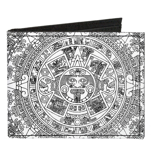 Canvas Bi-Fold Wallet - Aztec Calendar White Black Canvas Bi-Fold Wallets Buckle-Down   