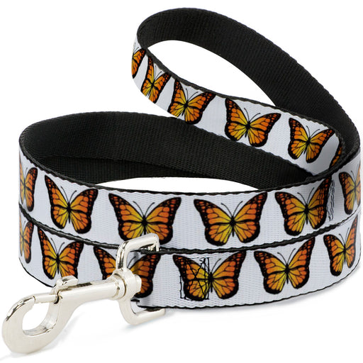 Dog Leash - Monarch Butterfly Repeat White Dog Leashes Buckle-Down   