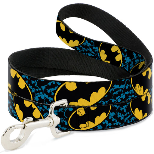 Dog Leash - Bat Signals Stacked w/CLOSE-UP Blue/Black/Yellow Dog Leashes DC Comics   