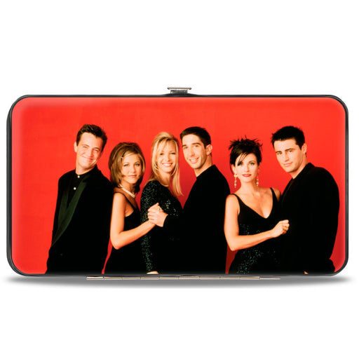 Hinged Wallet - Friends Season 2 6-Character Vivid Group Pose Red + FRIENDS THE TELEVISION SERIES Logo Black White Multi Color Hinged Wallets Friends   