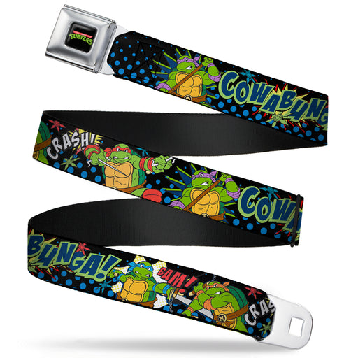 Classic TMNT Logo Full Color Seatbelt Belt - Classic Teenage Mutant Ninja Turtles Turtles Pose12 COWABUNGA! Pop Art Webbing Seatbelt Belts Nickelodeon   
