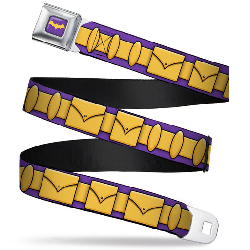 Bat Logo Full Color Purple Gold Seatbelt Belt - Batgirl Utility Belt Purple/Gold Webbing Seatbelt Belts DC Comics   