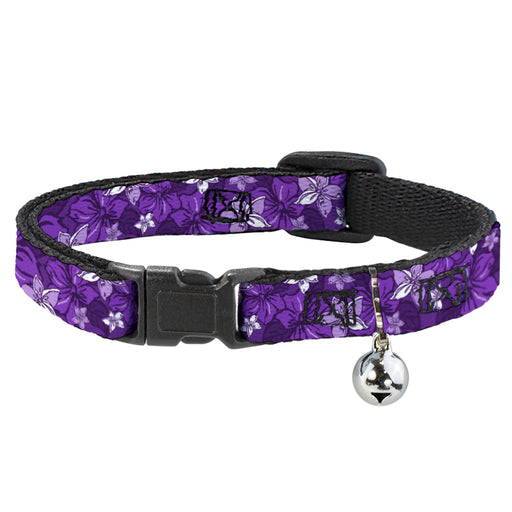 Cat Collar Breakaway - Hibiscus Collage Purple Shades Breakaway Cat Collars Buckle-Down   
