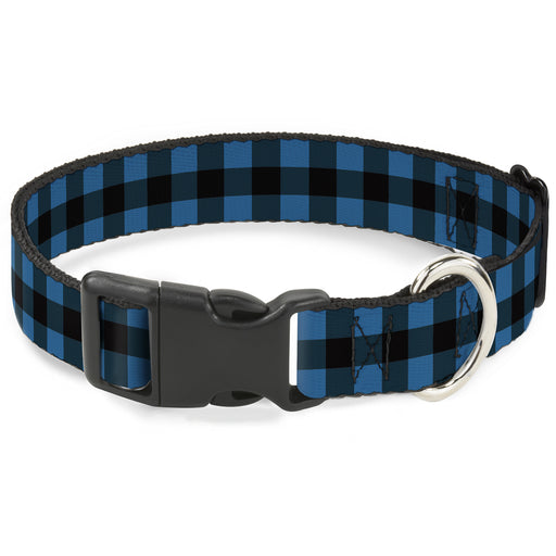 Plastic Clip Collar - Buffalo Plaid Black/Turquoise Plastic Clip Collars Buckle-Down   