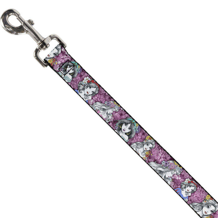 Dog Leash - Princess Sketch Poses/Floral Collage Pinks/Grays Dog Leashes Disney   