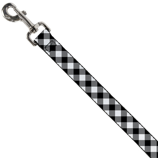 Dog Leash - Diagonal Buffalo Plaid Black/White Dog Leashes Buckle-Down   