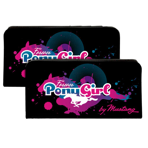 Canvas Snap Wallet - FOREVER PONY GIRL Mustang Silhouette Black Blues Pinks Canvas Snap Wallets Ford   
