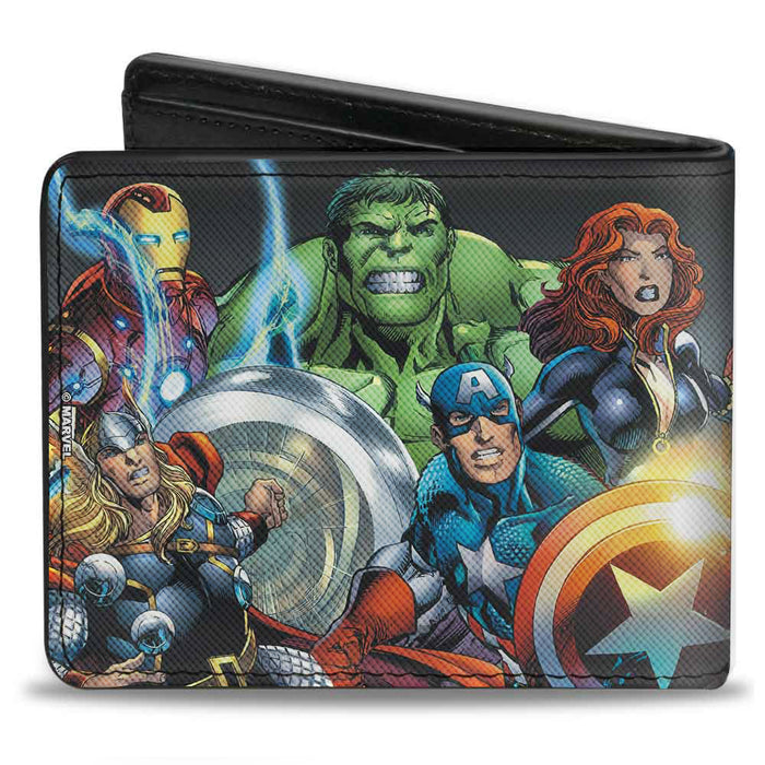 MARVEL UNIVERSE Bi-Fold Wallet - Marvel Universe Avengers Group Pose Black Bi-Fold Wallets Marvel Comics   