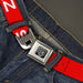 BD Wings Logo CLOSE-UP Full Color Black Silver Seatbelt Belt - STEEZ Flat Red/White Webbing Seatbelt Belts Buckle-Down   