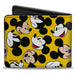 Bi-Fold Wallet - Mickey Mouse Through the Years Expressions Scattered Yellow Bi-Fold Wallets Disney   