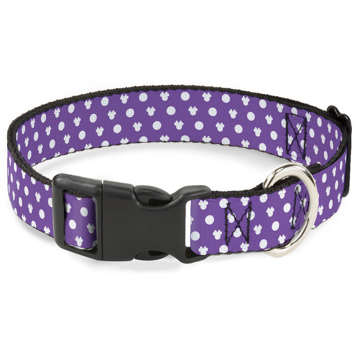 Plastic Clip Collar - Minnie Mouse Ears Monogram/Dots Purple/White Plastic Clip Collars Disney   