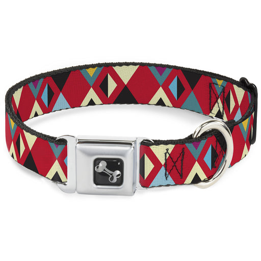 Dog Bone Seatbelt Buckle Collar - Geometric9 Black/Red/Turquoise/Ivory Seatbelt Buckle Collars Buckle-Down   