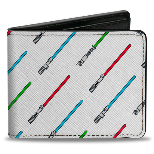 Bi-Fold Wallet - Star Wars Lightsabers Cartoon White Bi-Fold Wallets Star Wars   