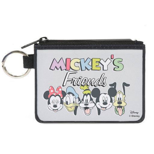 Canvas Zipper Wallet - MINI X-SMALL - MICKEY'S FRIENDS The Fab Five Faces Gray Canvas Zipper Wallets Disney   