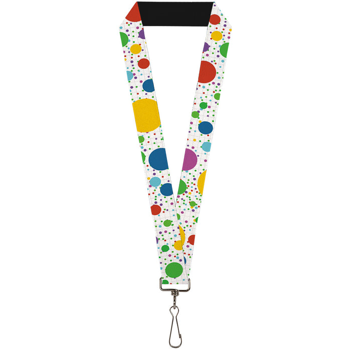 Lanyard - 1.0" - Dots Grid3 White Gray Multi Color Lanyards Buckle-Down   