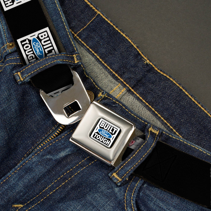 BUILT FORD TOUGH Logo2 Full Color Black White Blue Seatbelt Belt - BUILT FORD TOUGH Logo2 Black/White/Blue Webbing Seatbelt Belts Ford   