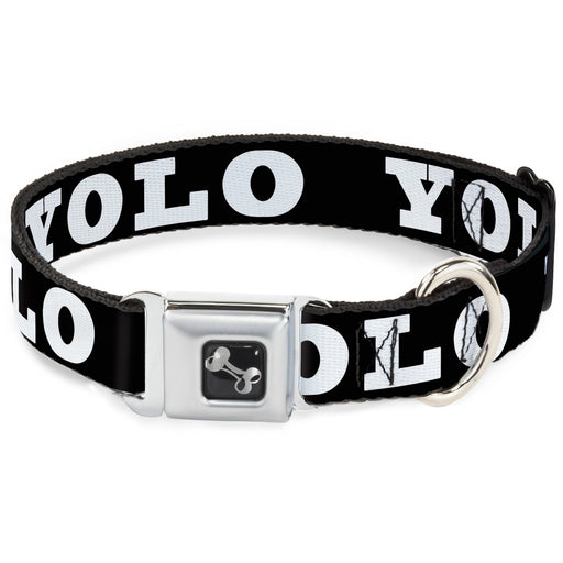 Dog Bone Seatbelt Buckle Collar - YOLO Bold Black/White Seatbelt Buckle Collars Buckle-Down   