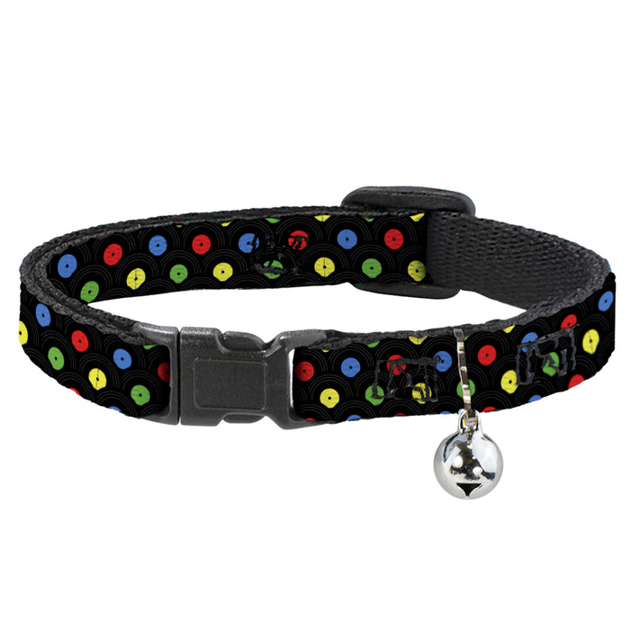 Cat Collar Breakaway - Vinyl Records Stacked Black Gray Multi Color Breakaway Cat Collars Buckle-Down   