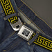 BD Wings Logo CLOSE-UP Full Color Black Silver Seatbelt Belt - Greek Key Border Black/Olive Webbing Seatbelt Belts Buckle-Down   