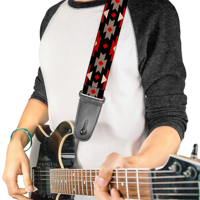 Guitar Strap - Navajo Red Black Gray Red Guitar Straps Buckle-Down   