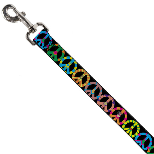 Dog Leash - Peace Flowers Black/Multi Color Dog Leashes Buckle-Down   