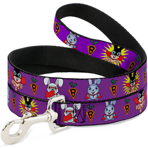 Dog Leash - Bunny Superhero Purple Dog Leashes Buckle-Down   