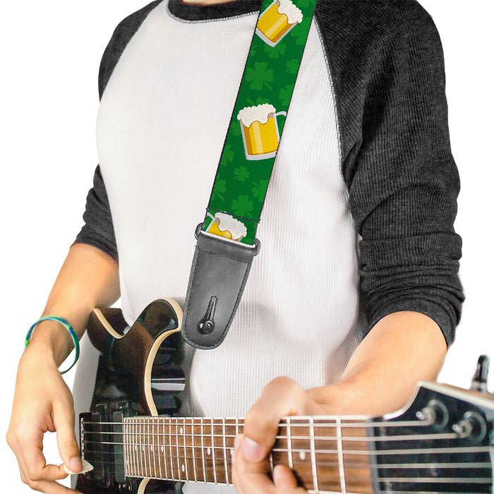 Guitar Strap - St Pat's Clovers Beer Mugs Greens Guitar Straps Buckle-Down   