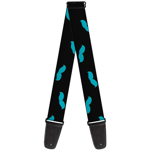 Guitar Strap - Mustaches Scattered Black Turquoise Guitar Straps Buckle-Down   