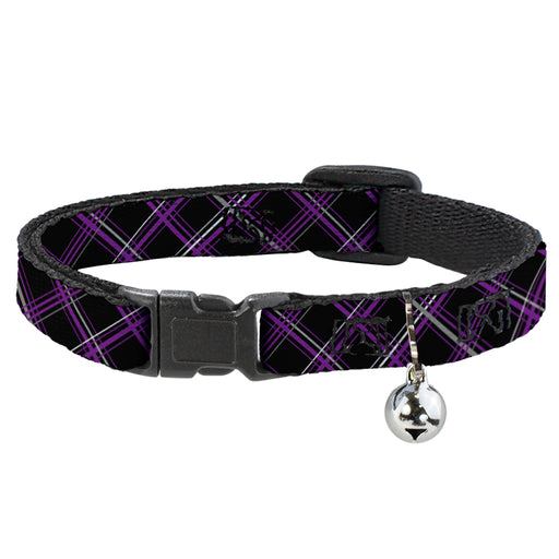 Cat Collar Breakaway - Plaid Black Purple Gray Breakaway Cat Collars Buckle-Down   