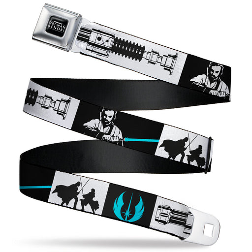 STAR WARS OBI-WAN KENOBI Title Logo Full Color Black/White Seatbelt Belt - Star Wars Obi-Wan Kenobi Series Blocks White/Black/Blue Webbing Seatbelt Belts Star Wars   